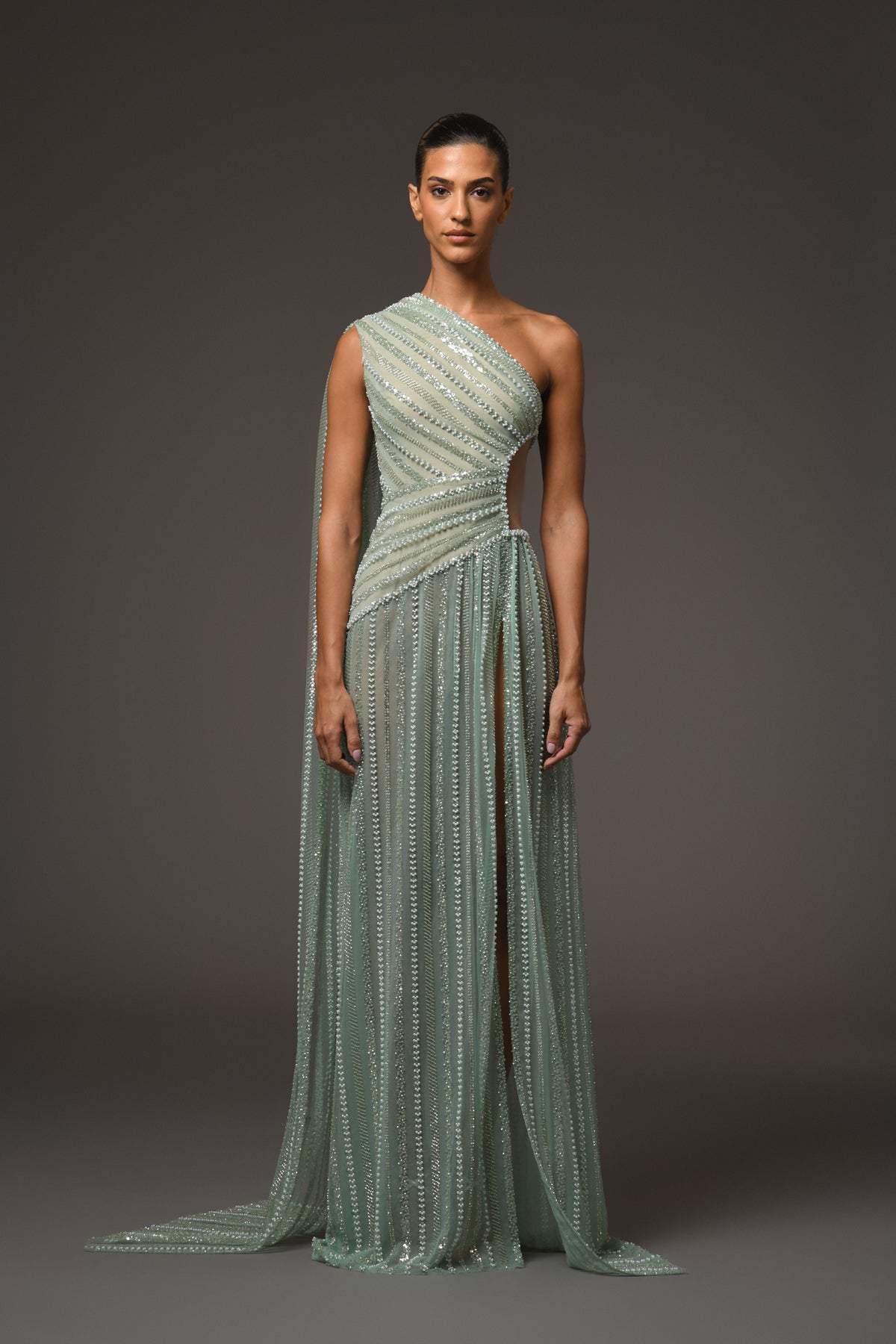 Green Tulle Embroidered Dress
