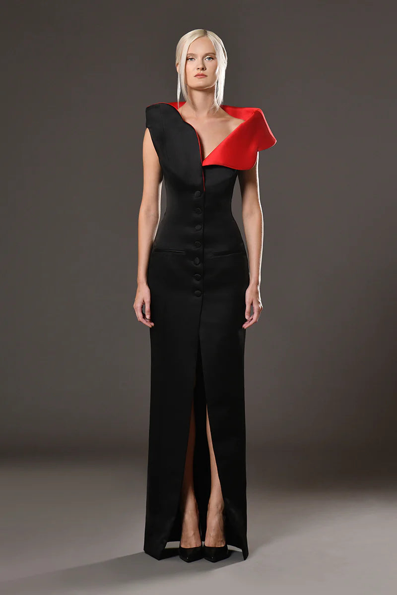 Sleeveless Reversible Collar Dress