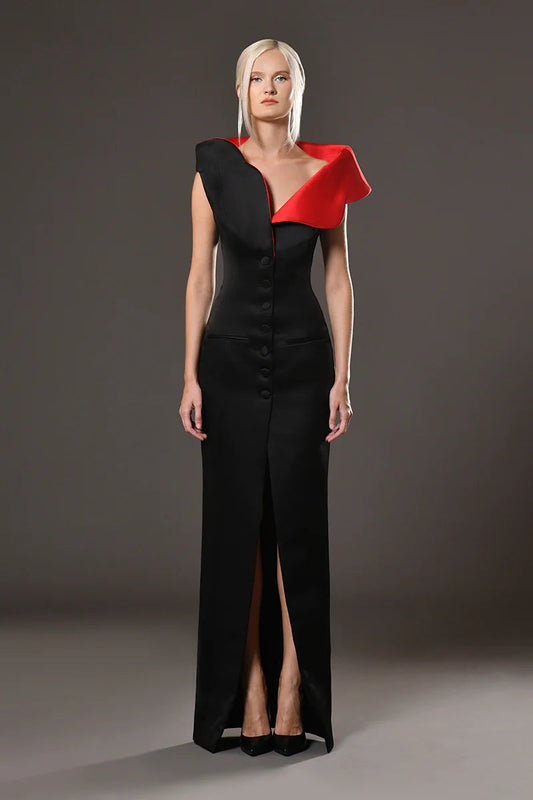 Sleeveless Reversible Collar Dress