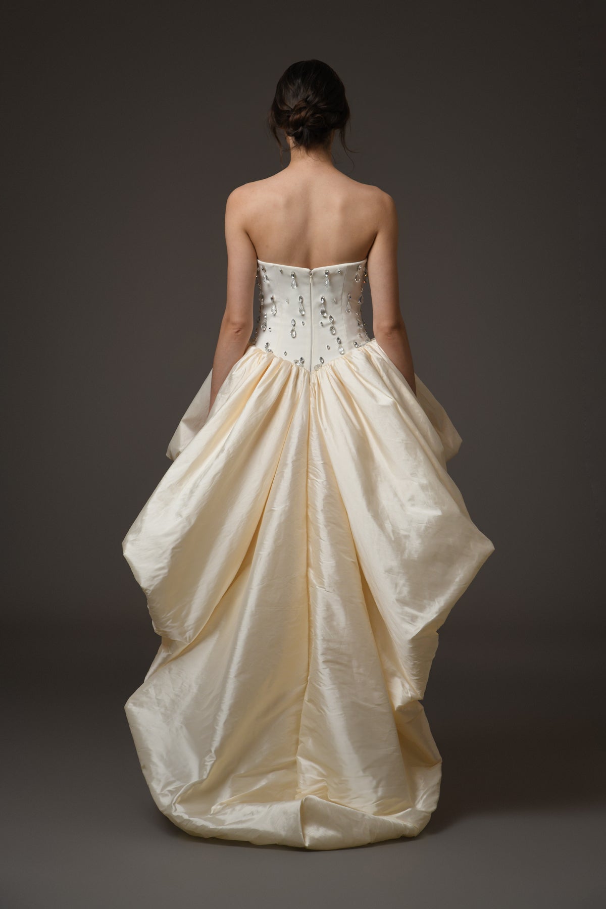 Ivory Corseted Short Crêpe Dress