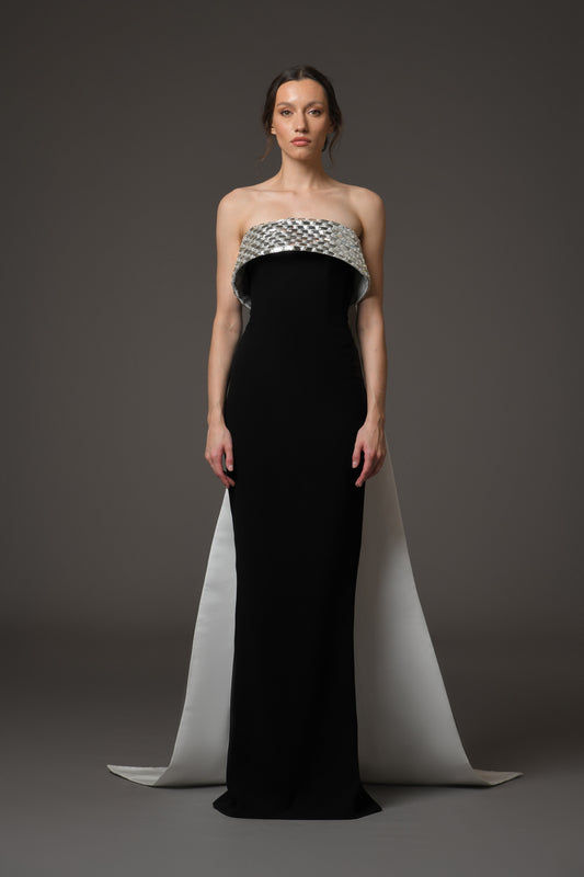 Corseted Black Crêpe Dress