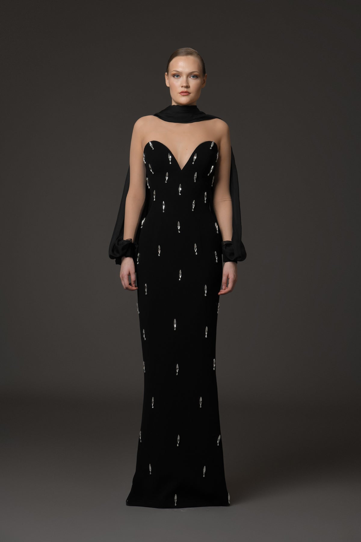 Black Crêpe Embroidered Dress