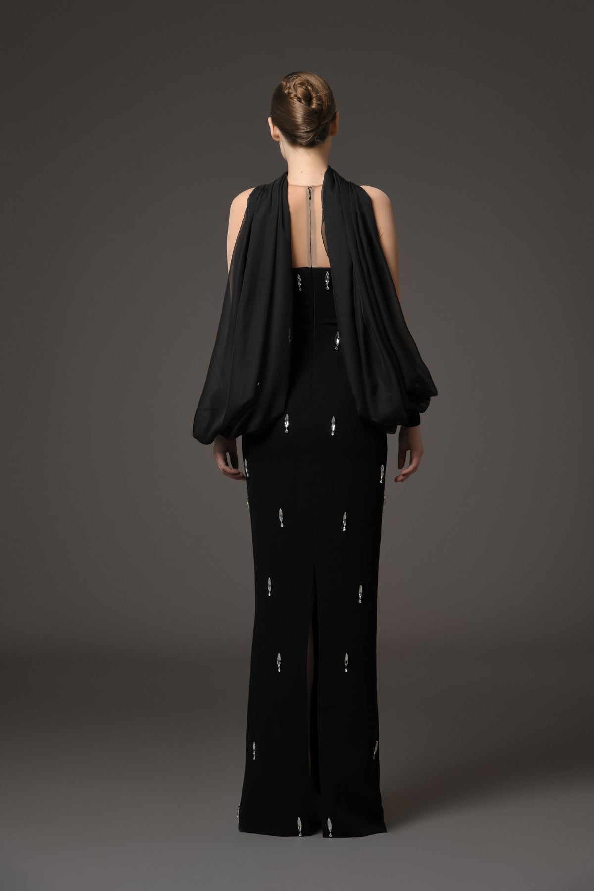 Black Crêpe Embroidered Dress