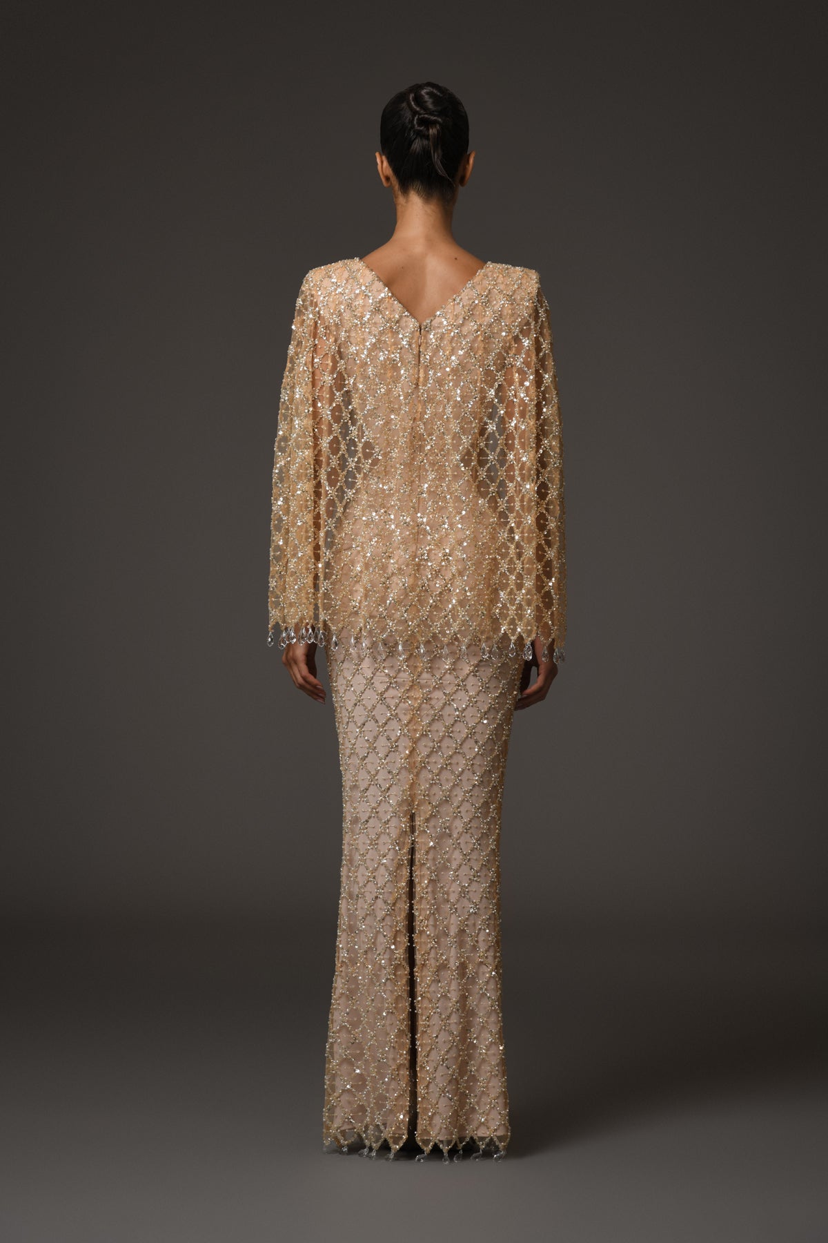 Fully Embroidered Dress with Crystals