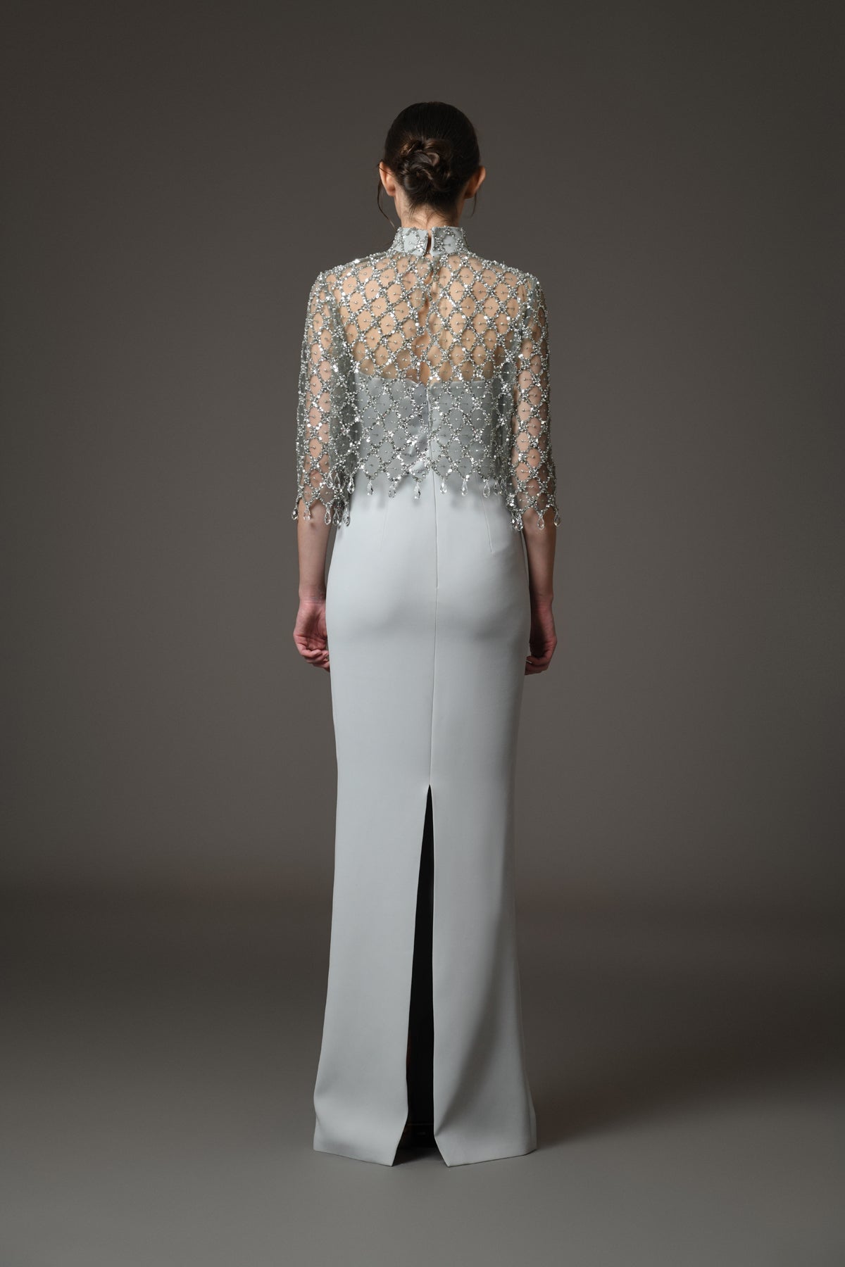 Tulle Embroidered Dress with Crystals