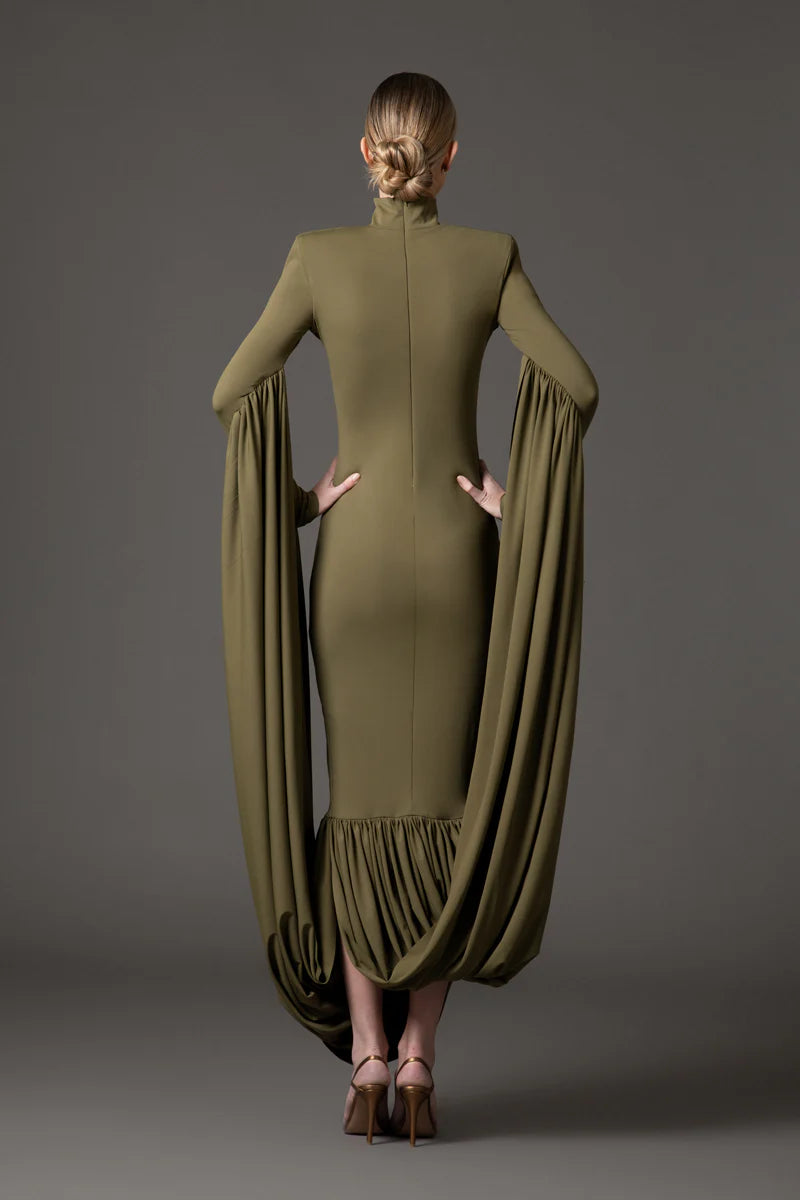 Olive Green Jersey Dress