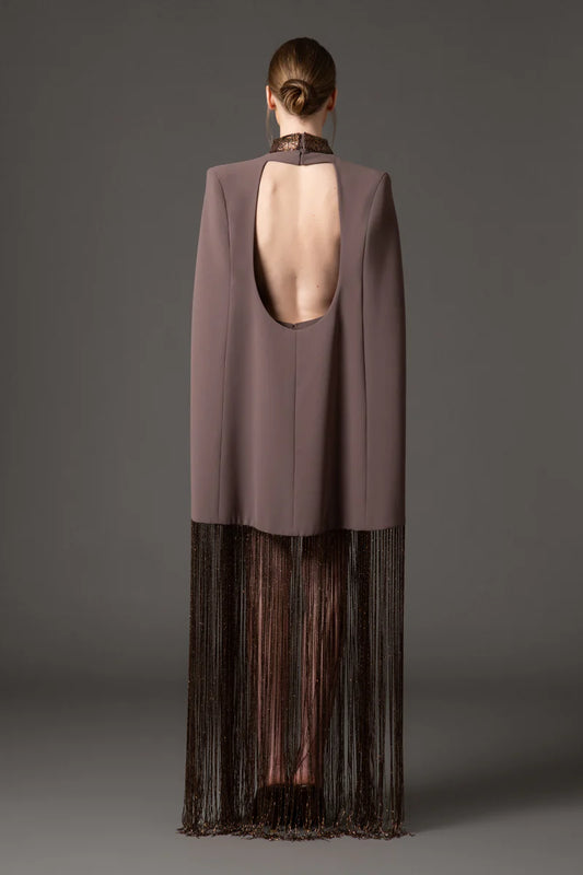 Coffee Brown Cape Dress