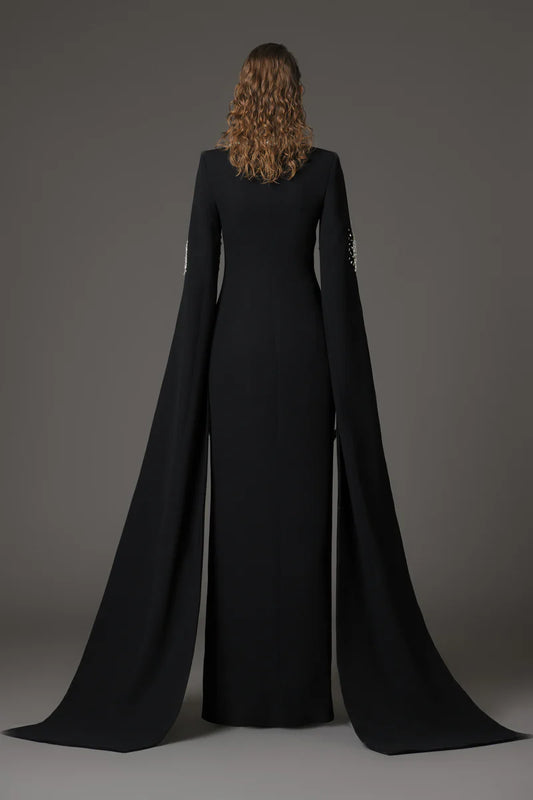 Black Crêpe Tailored Coat Dress