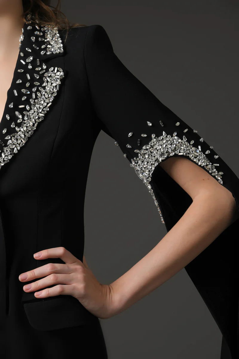 Black Crêpe Tailored Coat Dress