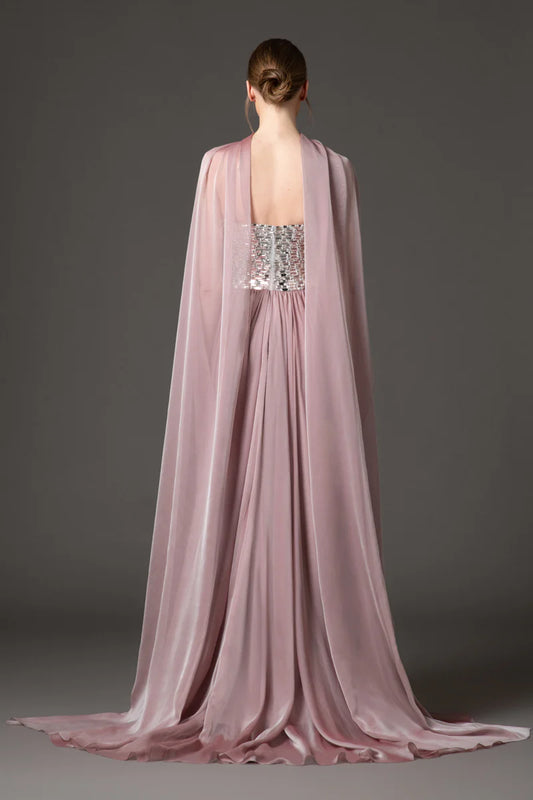 Vintage Rose Corset Dress with Scarf