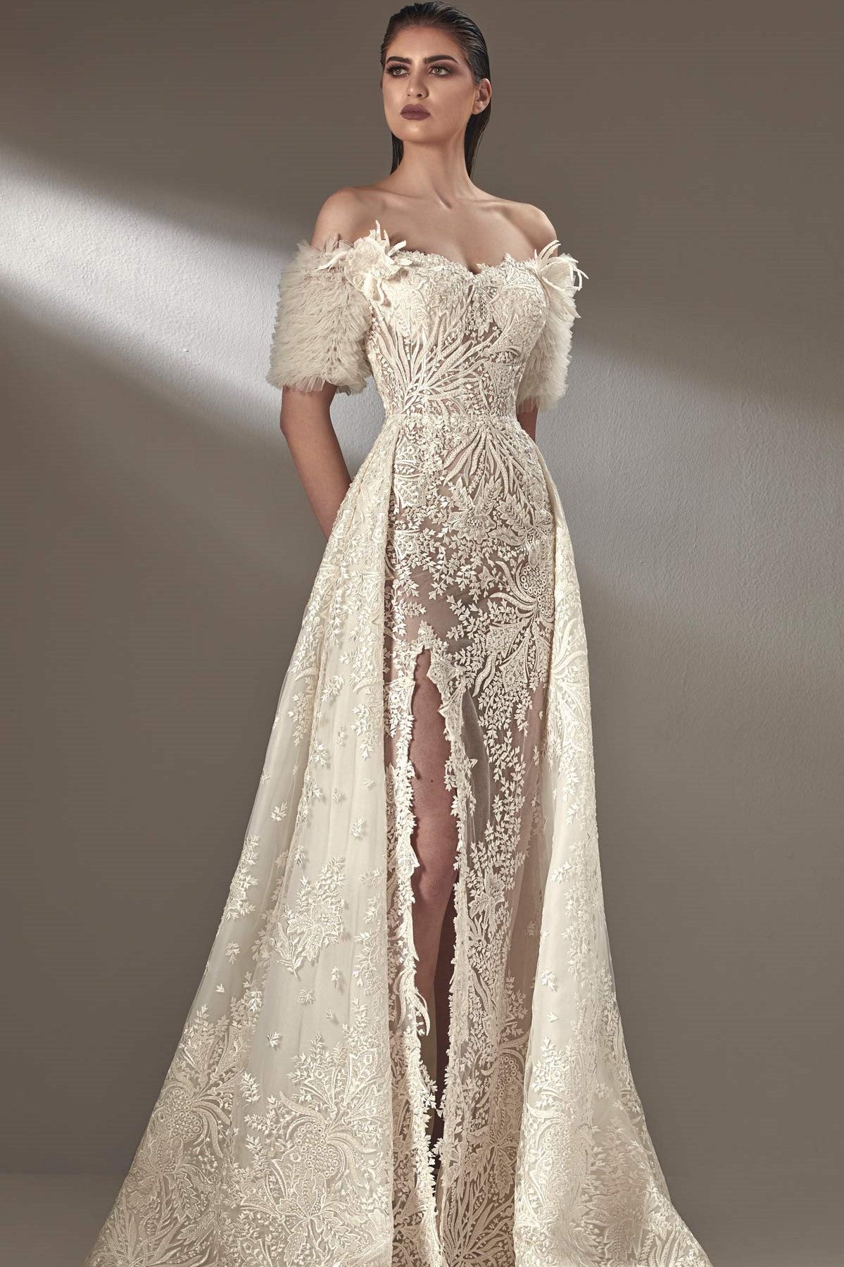Off Shoulder Slit Gown