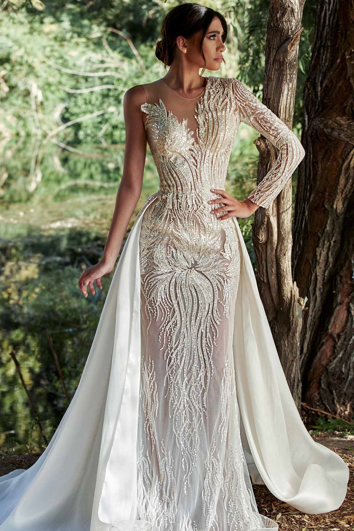 One Sleeve Sequin Gown