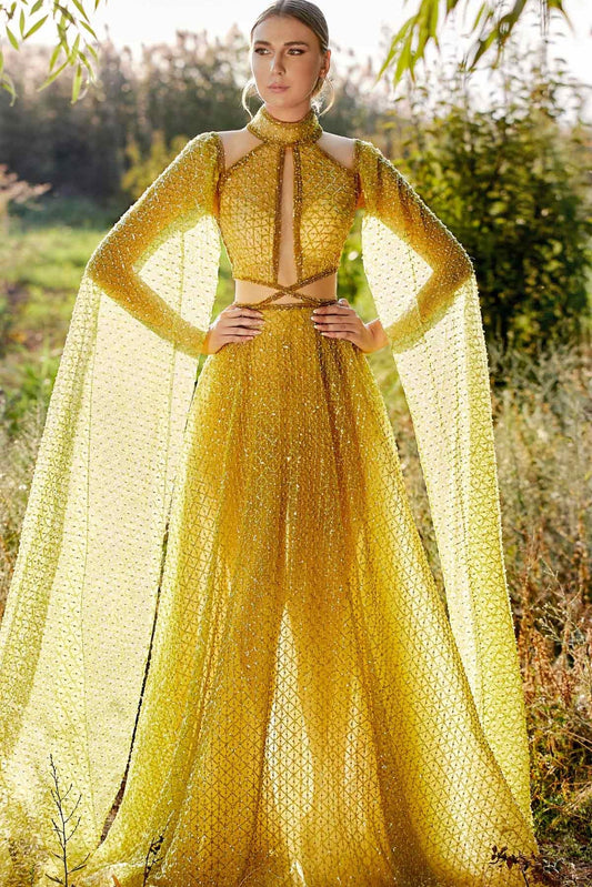 High Neck Sequin Gown