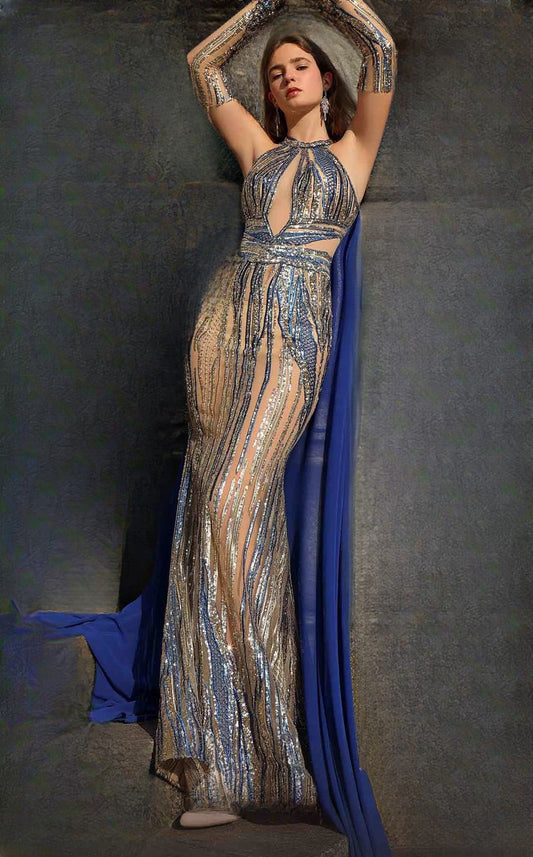 Chiffon Sequin Gown