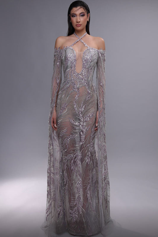 Fully Embellished Halter Neck Gown