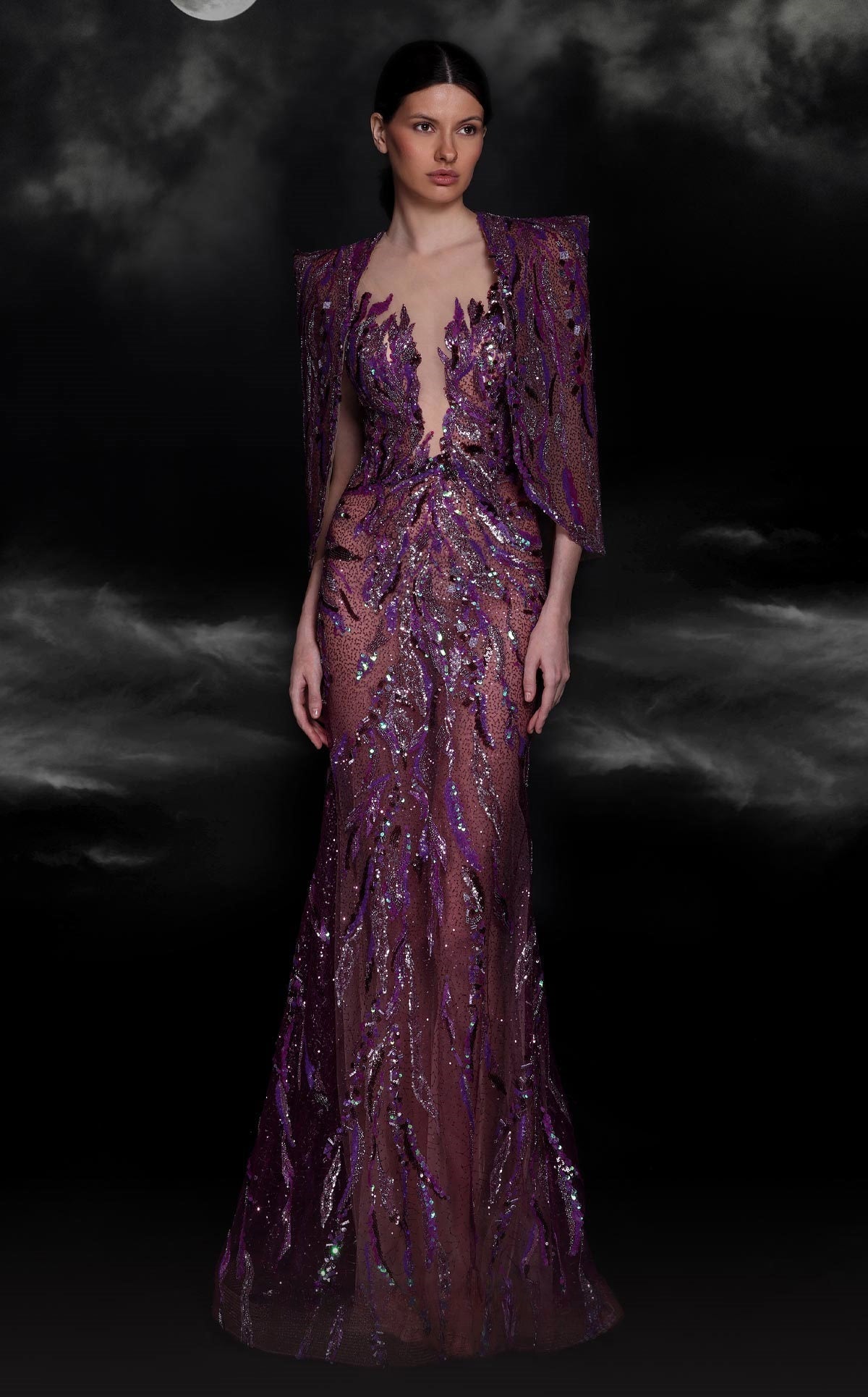 Beaded Capelet Gown