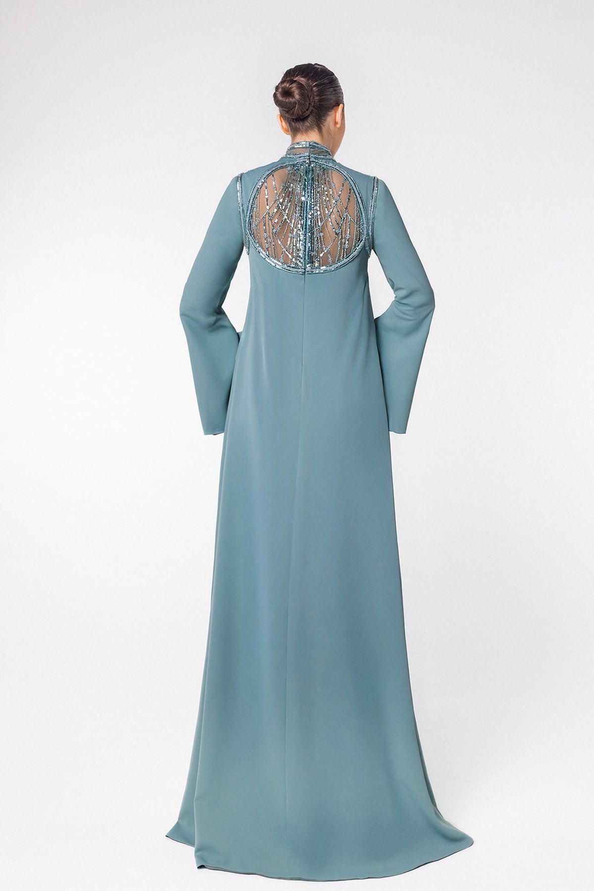 Beaded-Yoke Bell-Sleeve Kaftan