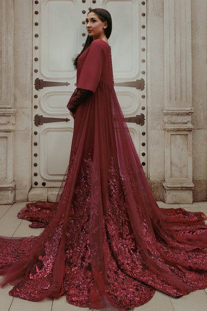 Bell-Sleeve Tulle-Train Kaftan