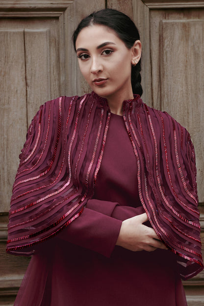 Beaded Organza Cape Kaftan