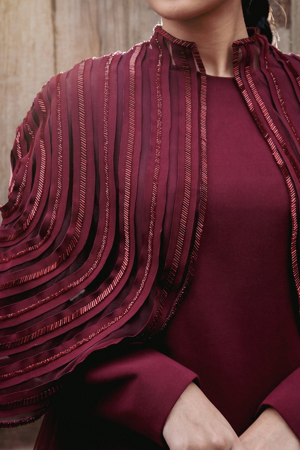 Beaded Organza Cape Kaftan