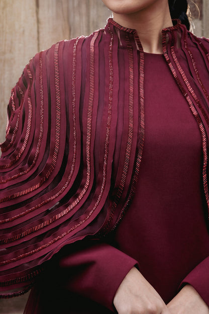 Beaded Organza Cape Kaftan
