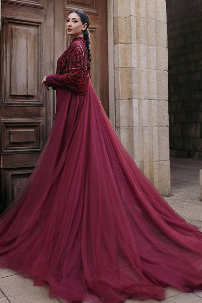 Beaded Organza Cape Kaftan
