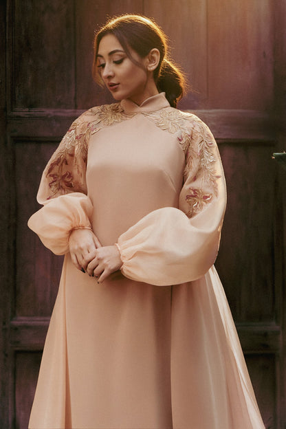 Balloon-Sleeve Organza Kaftan