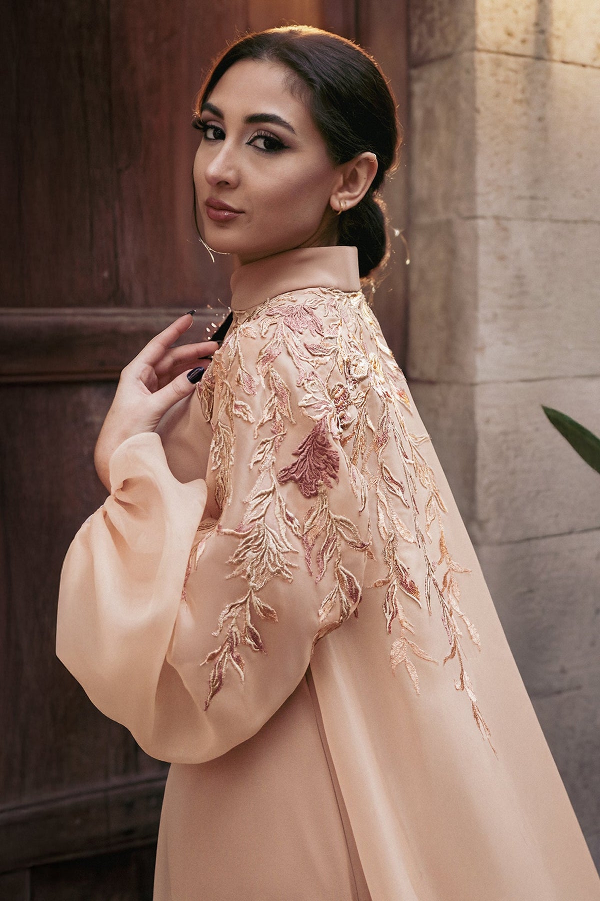 Balloon-Sleeve Organza Kaftan