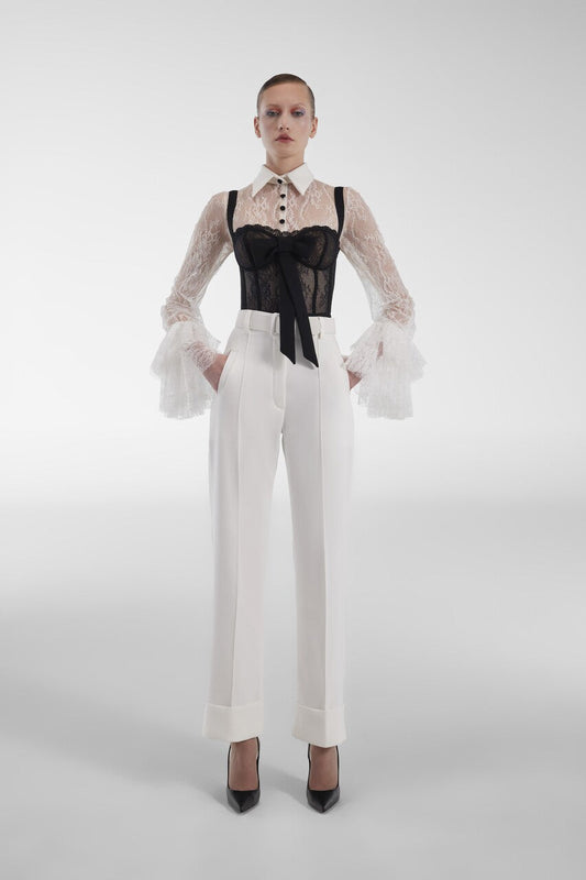 Lace Top with Crepe Pants