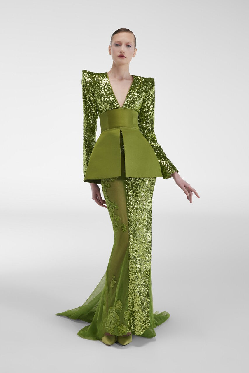 Flared Sequin Gown