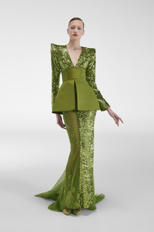 Flared Sequin Gown