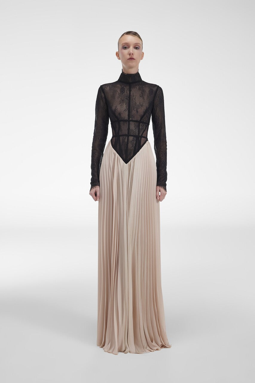 Crepe and Lace Gown