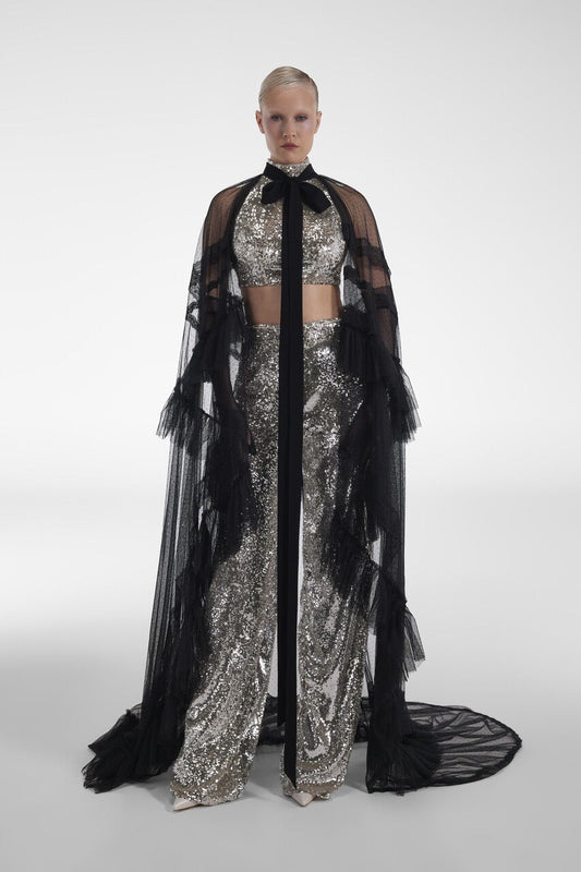 Crop Top, Pants with Cape