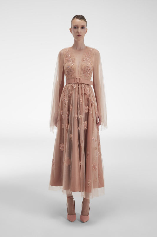 Floral Applique Tea Dress