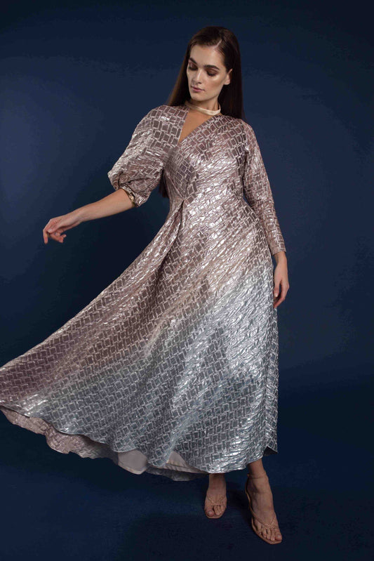Kia Ombre Asymmetrical Draped Dress
