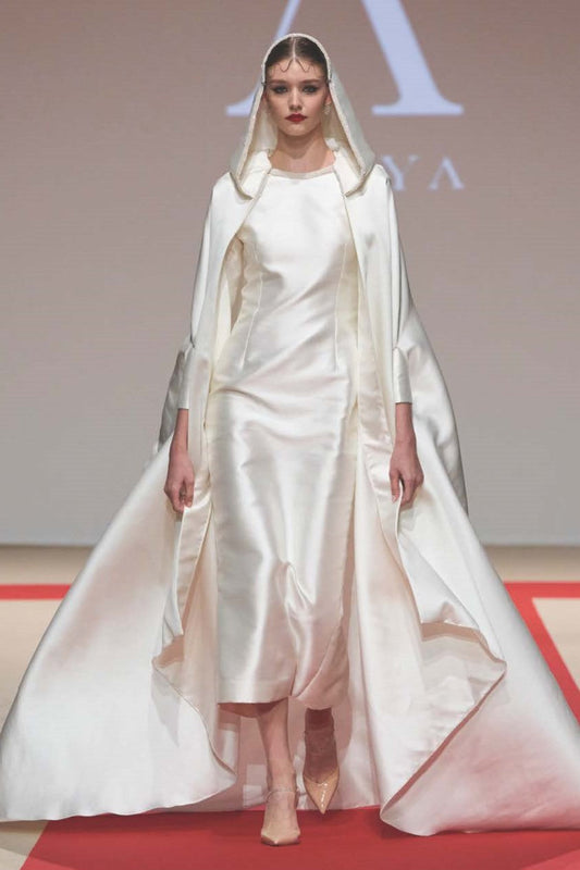Long Sleeve Midi Dress with Hooded Cape
