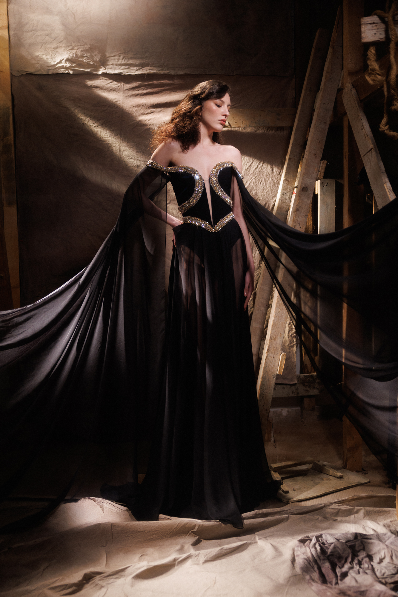 Cape Sleeve Gown