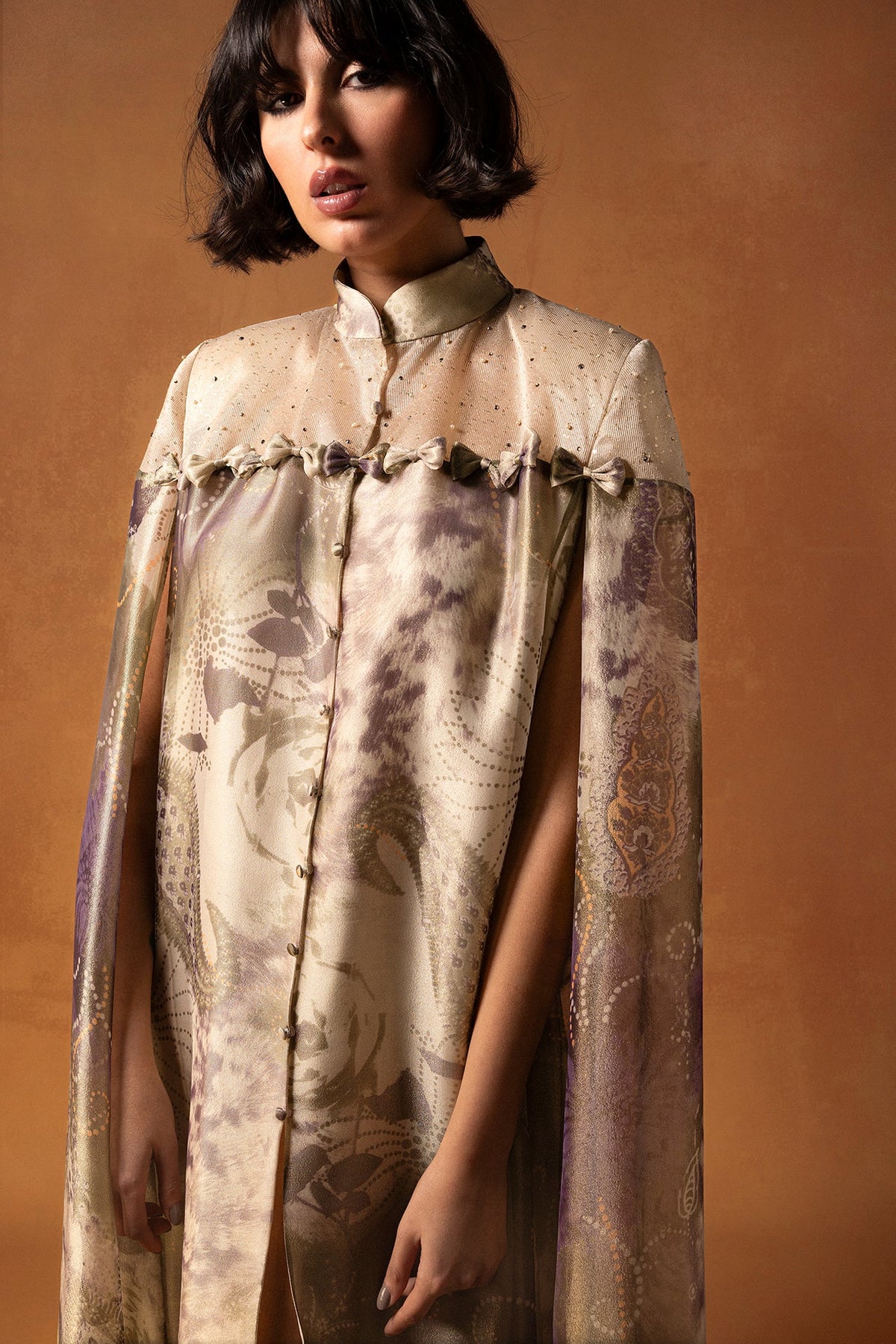 Printed Silk Cape Kaftan