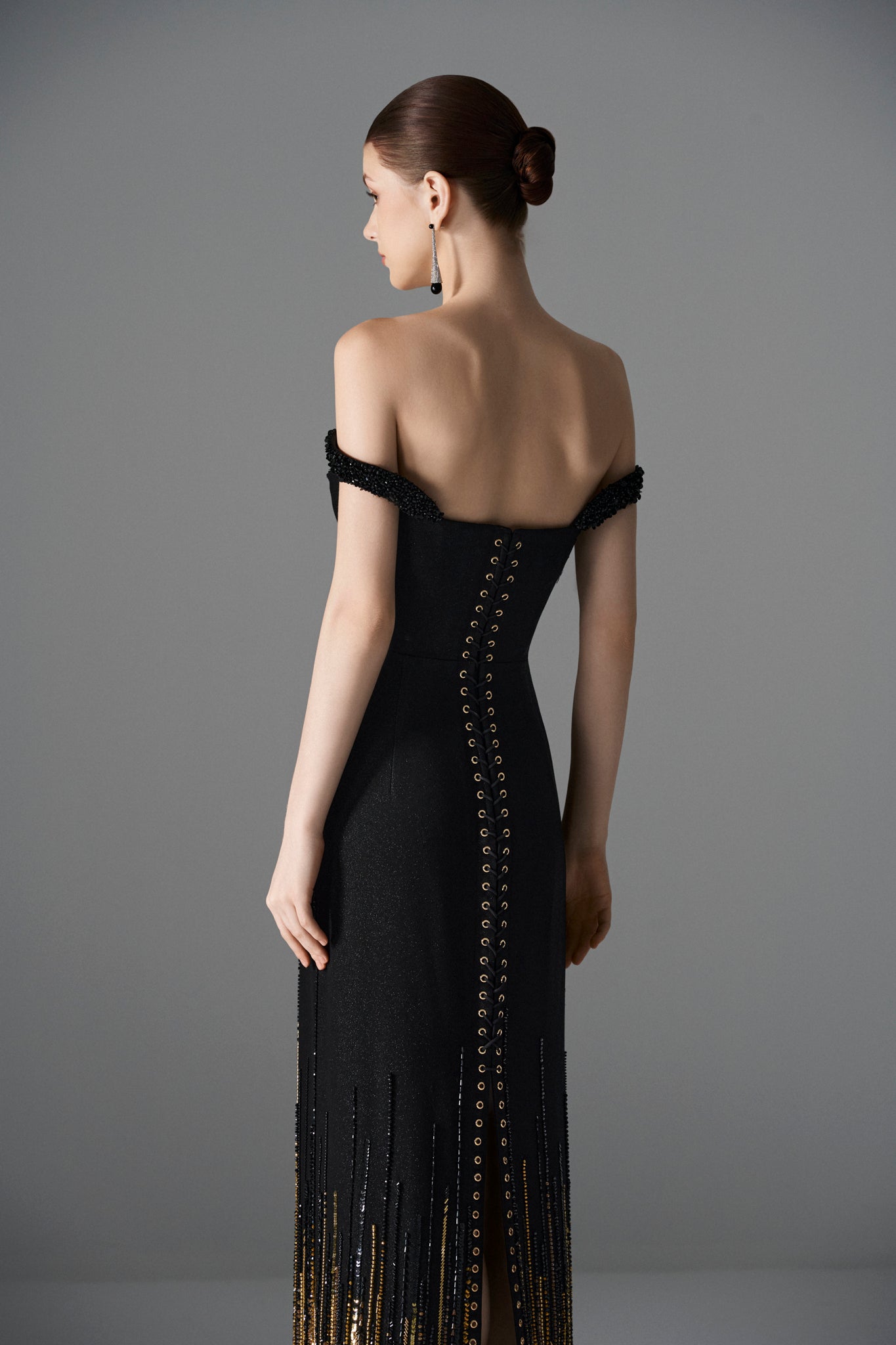 Midnight Gold Plunge Dress