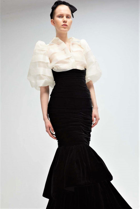 Short Sleeve Blouse and Trumpet Skirt