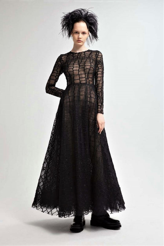 Long Sleeve A-Line Midi Dress