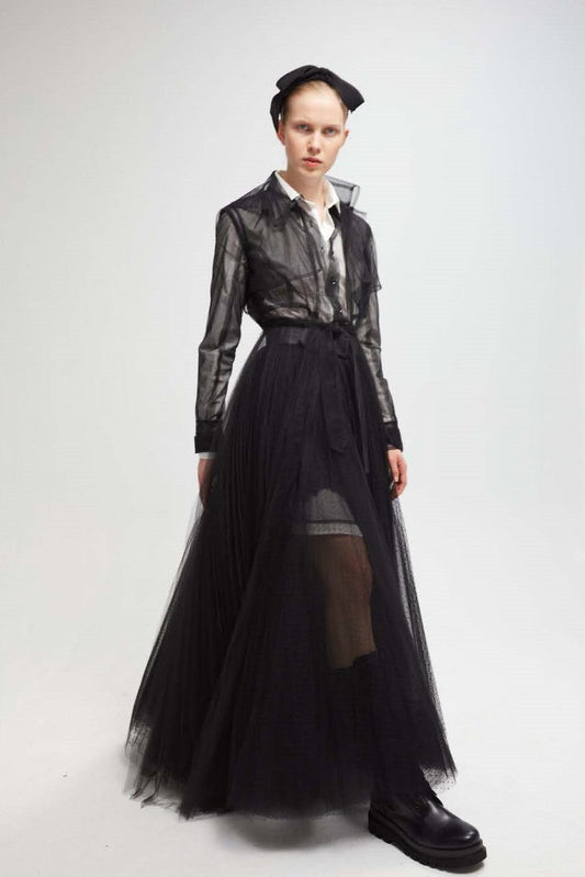 Long Sleeve Blouse, Skirt and Trench