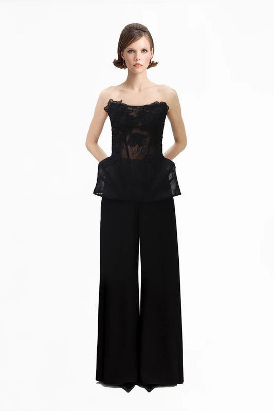 Strapless Corset Top with Straight Pants