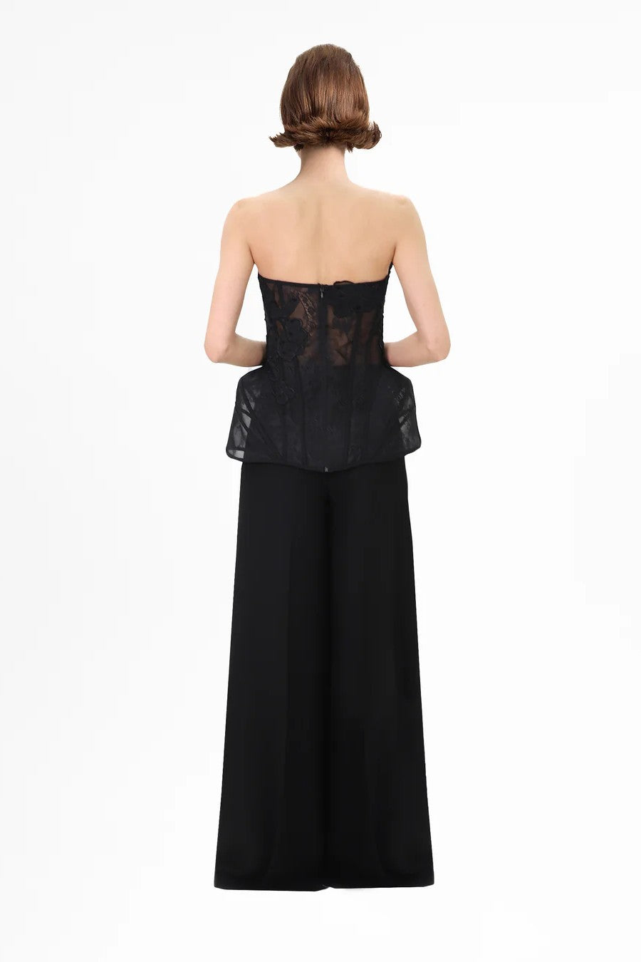 Strapless Corset Top with Straight Pants