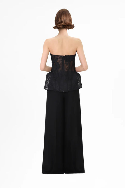 Strapless Corset Top with Straight Pants