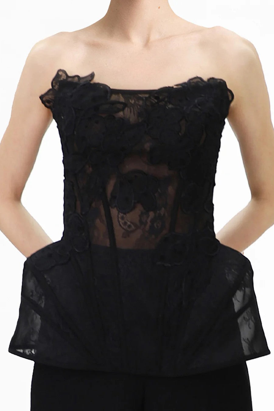 Strapless Corset Top with Straight Pants