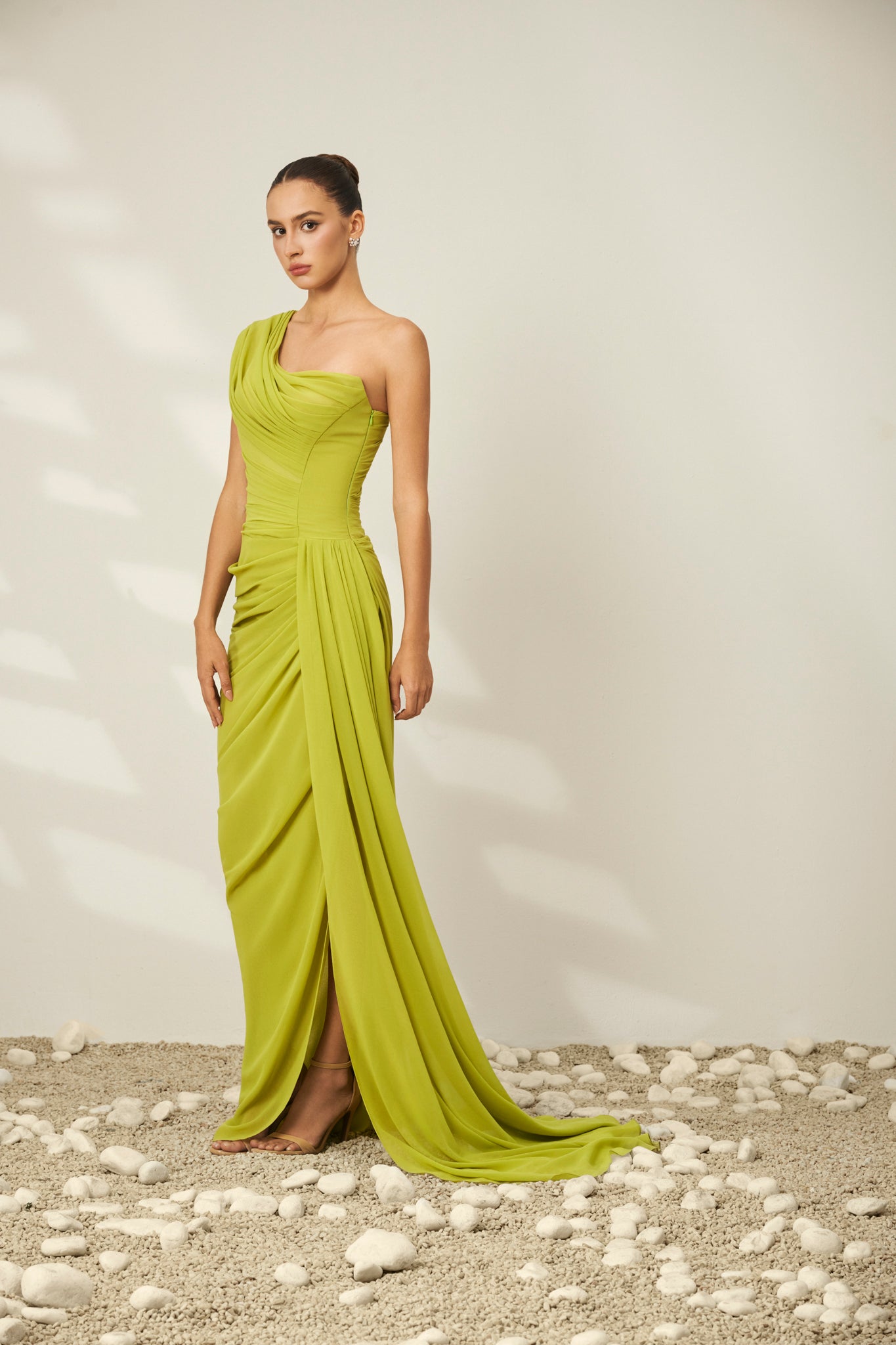 Lime Draped Gown