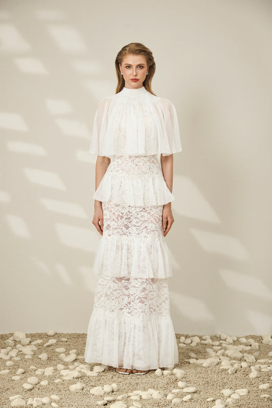 Scarletta High Neck Lace Gown