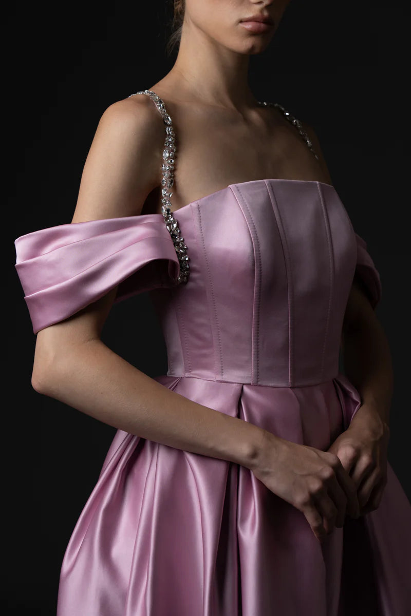 Lavender Pink Radzimir Off-Shoulder Dress