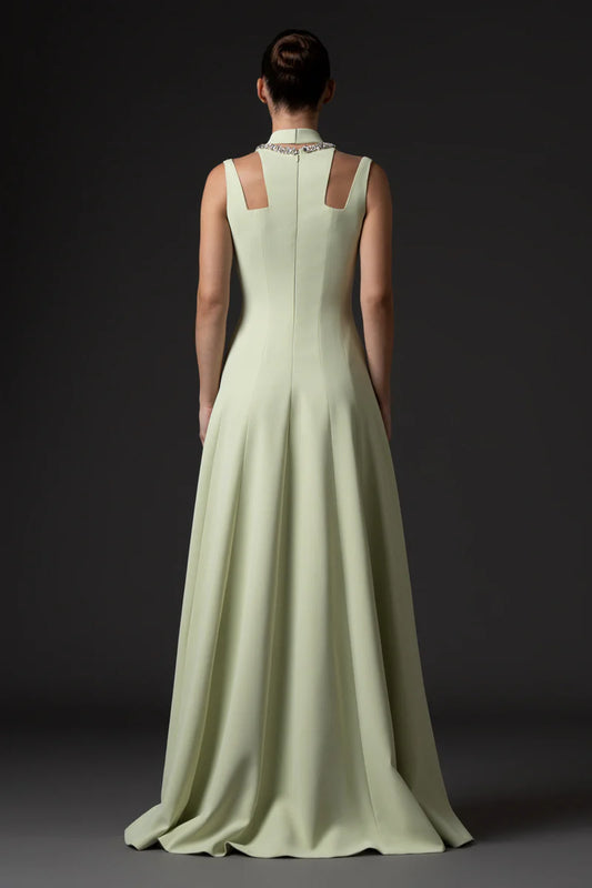Light Pistachio A-line Crêpe Dress